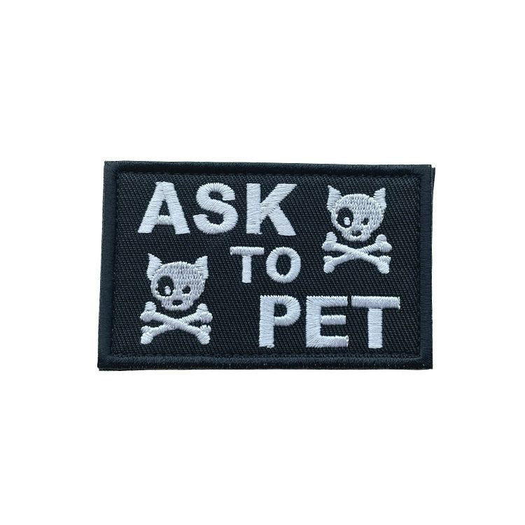 ASK TO PET SKULL EMBROIDERED PATCH