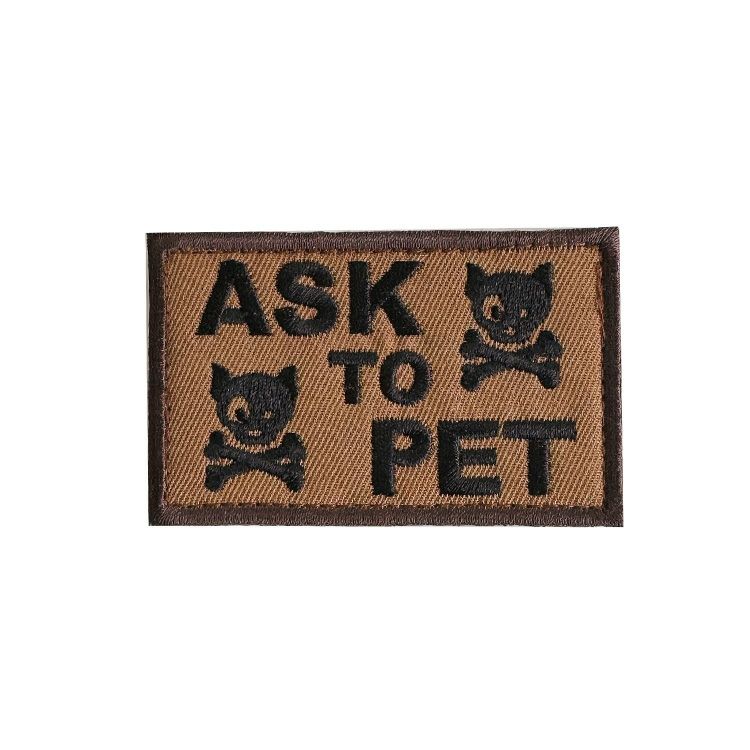 ASK TO PET SKULL EMBROIDERED PATCH