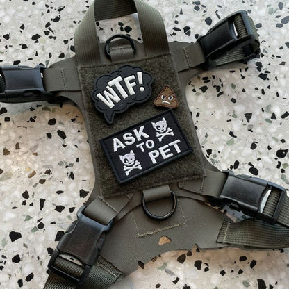 ASK TO PET SKULL EMBROIDERED PATCH