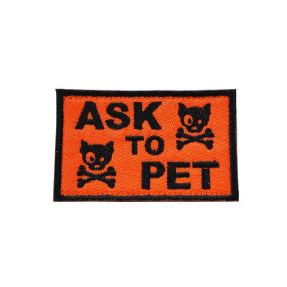 ASK TO PET SKULL EMBROIDERED PATCH