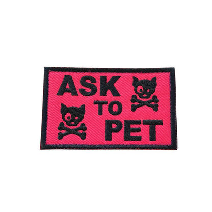 ASK TO PET SKULL EMBROIDERED PATCH
