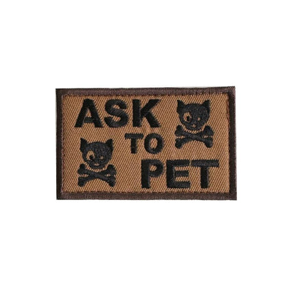 ASK TO PET SKULL EMBROIDERED PATCH